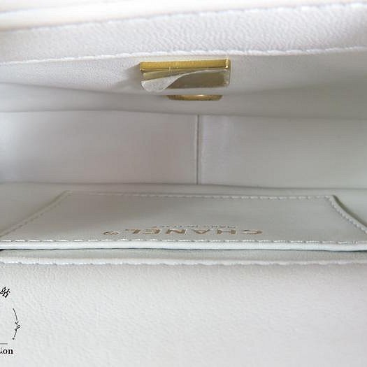 【巴黎站二手名牌專賣店】*現貨*CHANEL香奈兒真品*灰色菱格紋皮革金雙C小方雙珍珠調節扣鏈包-3