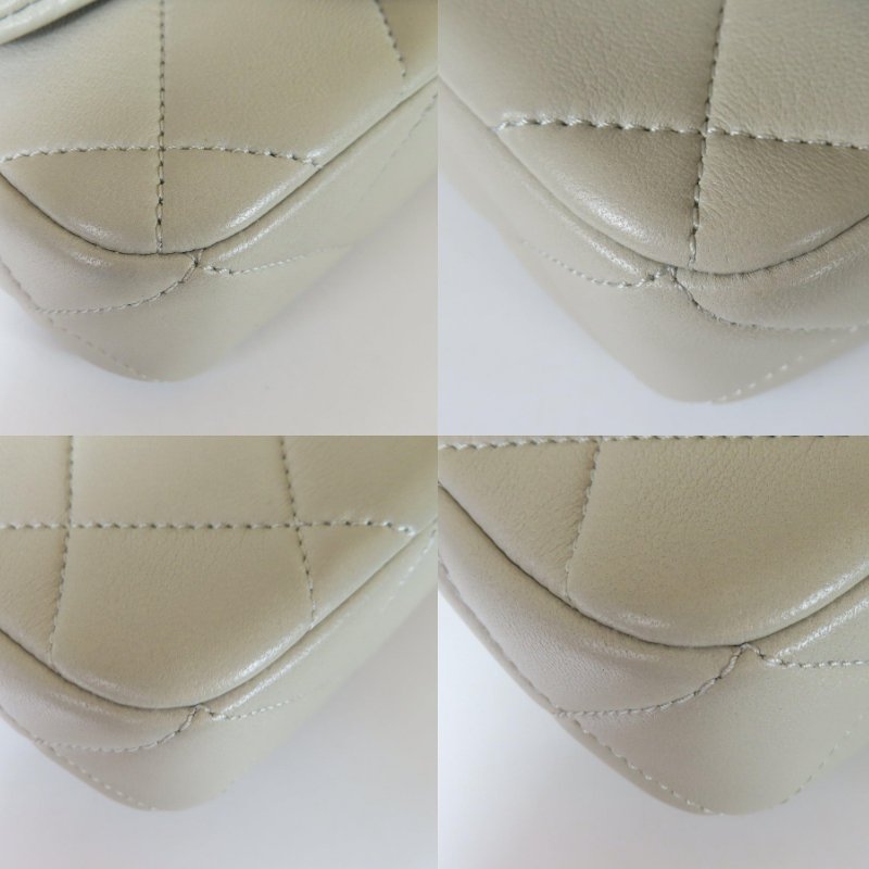 【巴黎站二手名牌專賣店】*現貨*CHANEL香奈兒真品*灰色菱格紋皮革金雙C小方雙珍珠調節扣鏈包-4