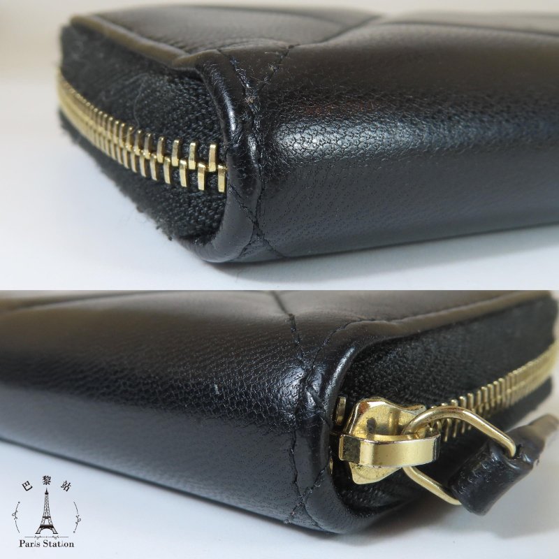 【巴黎站二手名牌專賣】*現貨*CHANEL 真品*19系列黑色菱格紋拉鍊中夾-6