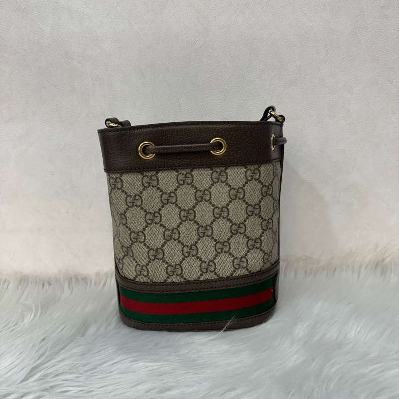 Gucci 550620 老花pvc綠紅綠水桶包Ophidia GG nano mini noe-2