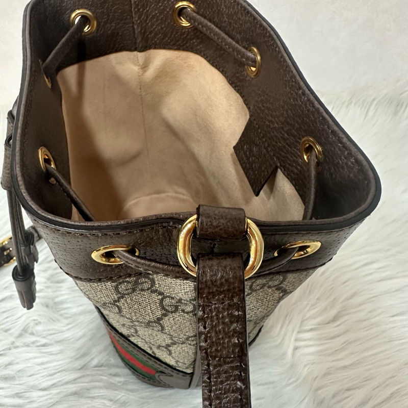 Gucci 550620 老花pvc綠紅綠水桶包Ophidia GG nano mini noe-12