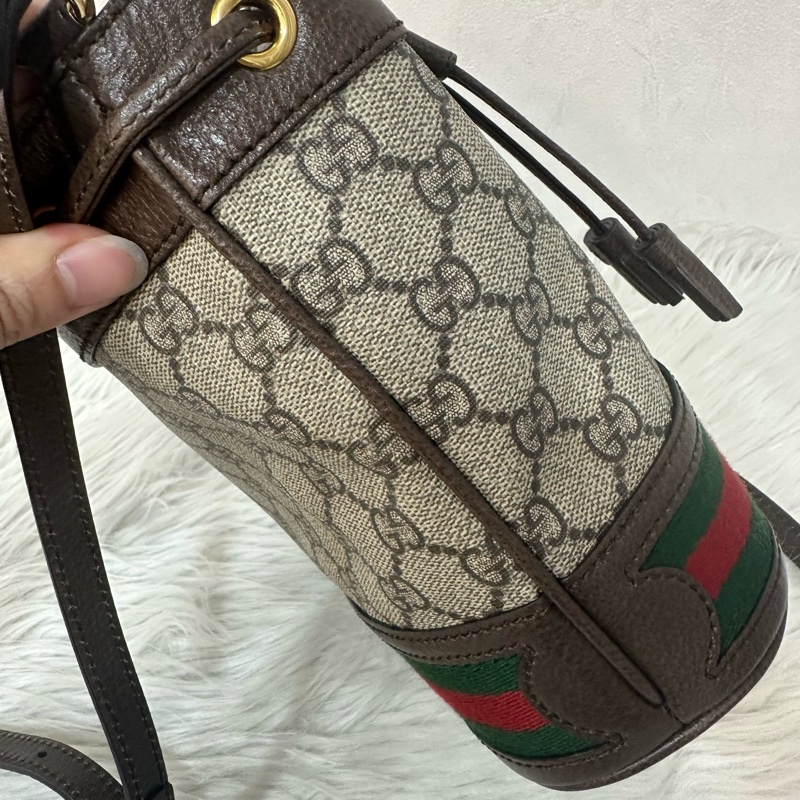 Gucci 550620 老花pvc綠紅綠水桶包Ophidia GG nano mini noe-18