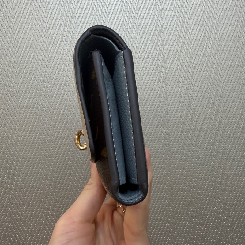 LV 原花奶茶牛皮Victorine on my side金釦三折短夾M82398-3