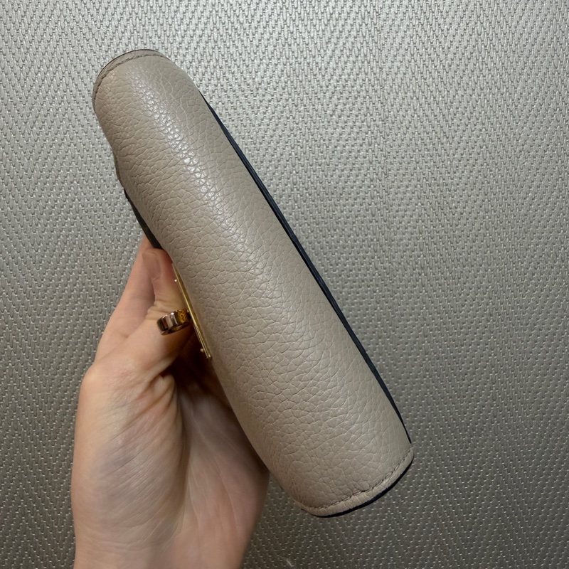 LV 原花奶茶牛皮Victorine on my side金釦三折短夾M82398-5