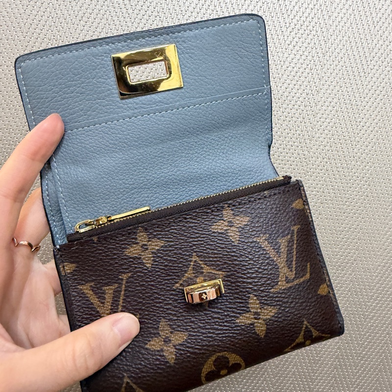 LV 原花奶茶牛皮Victorine on my side金釦三折短夾M82398-11