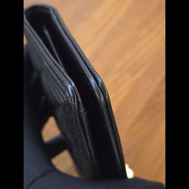 Chanel BOY對開長夾黑金-15