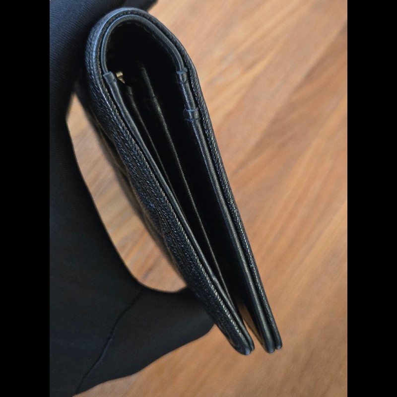 Chanel BOY對開長夾黑金-16