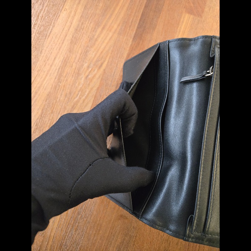 Chanel BOY對開長夾黑金-25