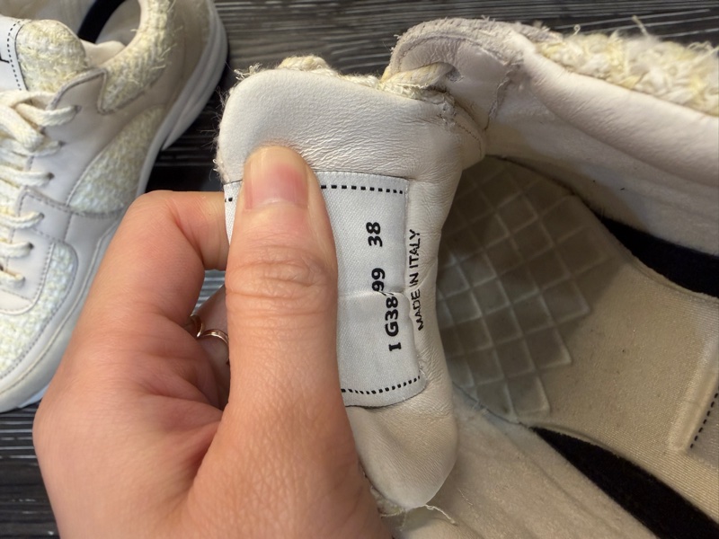 Chanel 白黃毛呢拼米色麂皮運動鞋-7