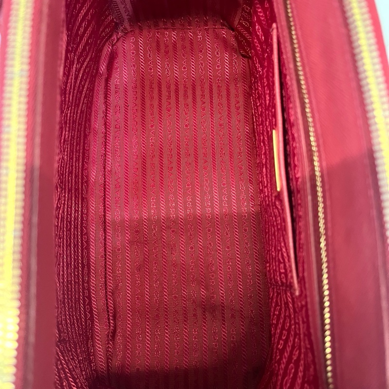 普拉達Prada西瓜紅大號殺手包 手提包 尺寸:36×15x25 防塵袋。-6