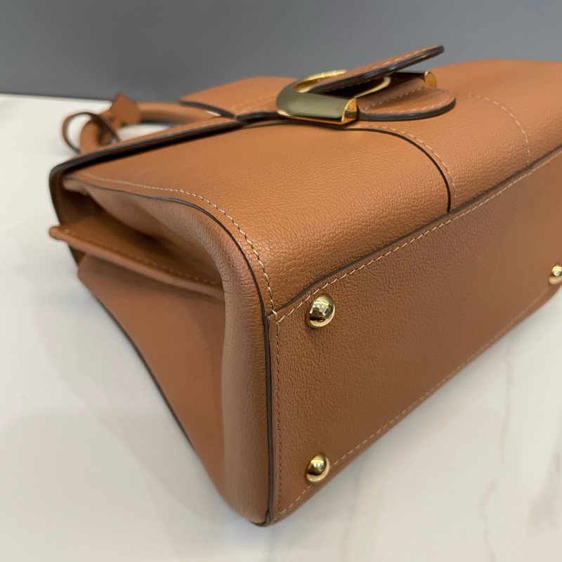 德尔沃/Delvaux 焦糖色金扣牛皮手提包 斜挎包 尺寸 20x11.5x16cm-5