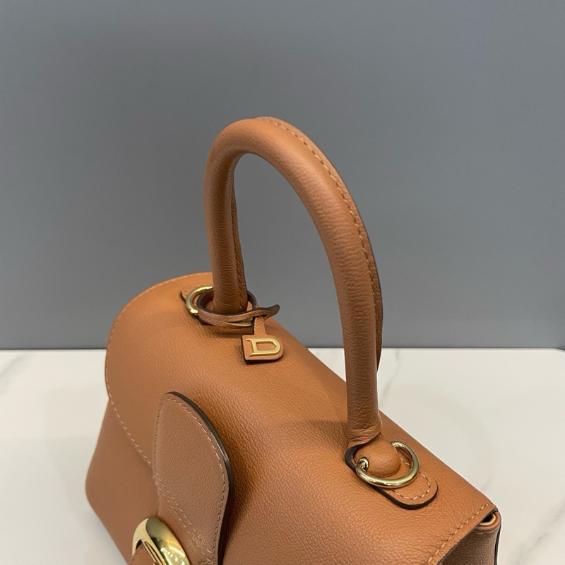 德尔沃/Delvaux 焦糖色金扣牛皮手提包 斜挎包 尺寸 20x11.5x16cm-9