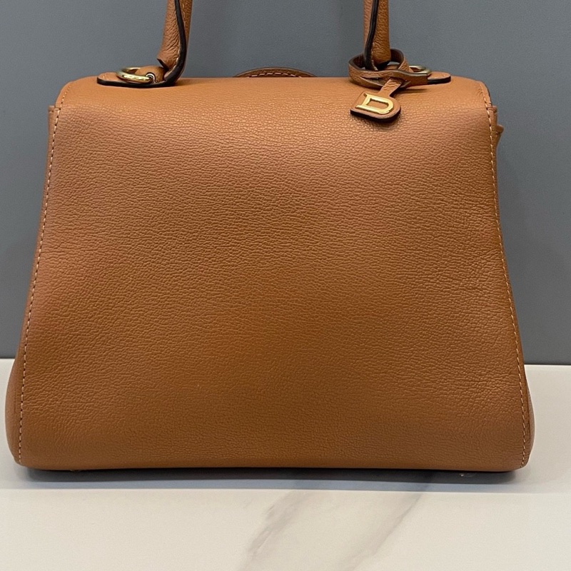 德尔沃/Delvaux 焦糖色金扣牛皮手提包 斜挎包 尺寸 20x11.5x16cm-10
