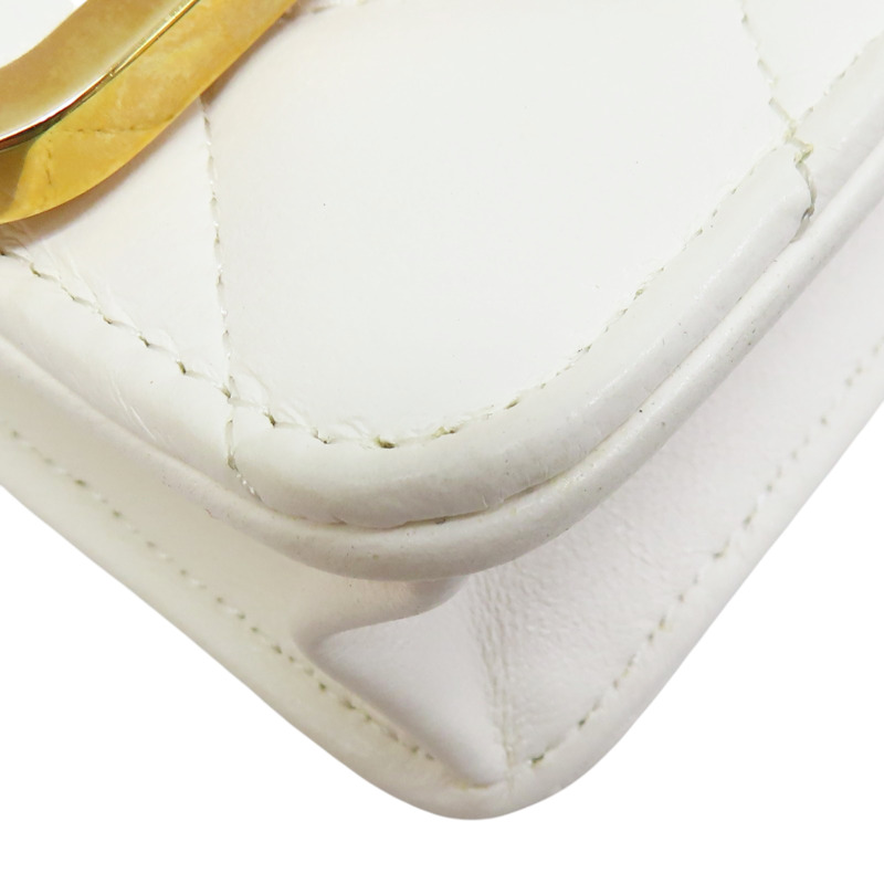 白色 牛皮 腰包 金扣-8