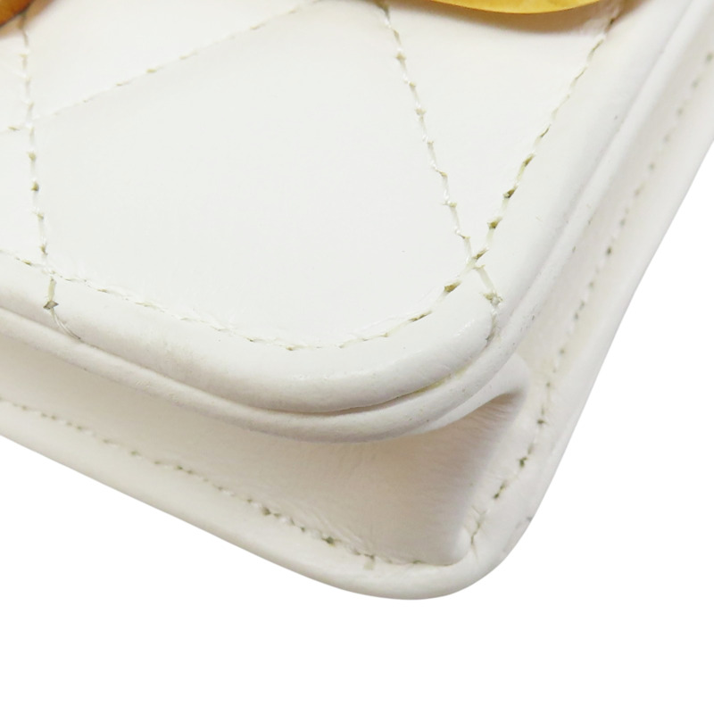 白色 牛皮 腰包 金扣-9