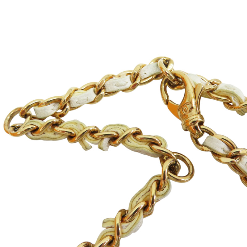 白色 牛皮 腰包 金扣-13