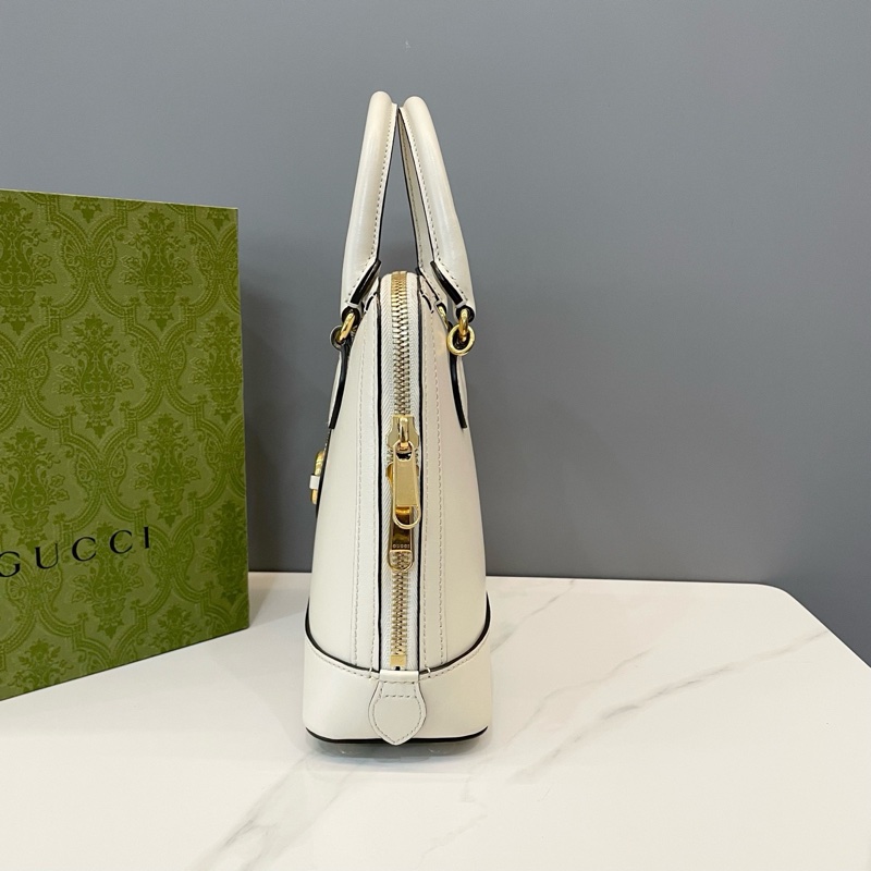 古馳 Horsebit 1955 白色復古馬銜扣 貝殼包單肩斜挎手提包 尺寸:25*9*22-5