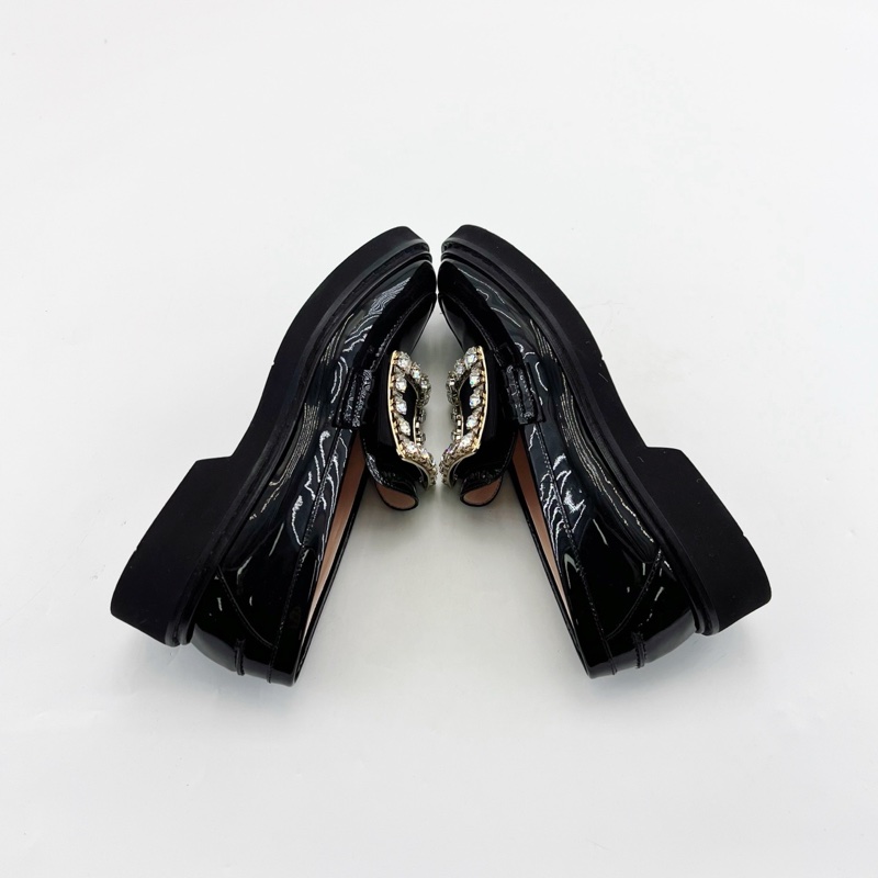 Roger Vivier/RV 黑金色 鑽扣樂福鞋 黑色漆皮材質 搭配方扣水鑽 尺碼:37碼-2