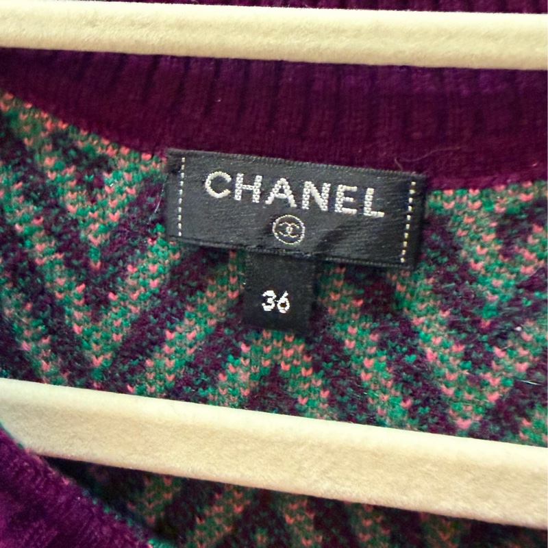Chanel 洋裝 大logo 針織洋裝 針織上衣 36碼 玫粉色 明星同款-2
