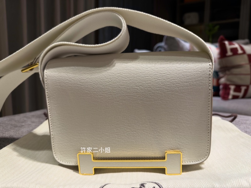 Hermes 98.99新閒置 （2024年1月購入) Geta 蘑菇白金扣山羊皮-2