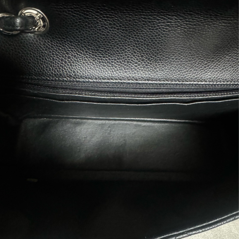 正品 Chanel jumbo 經典黑銀荔枝皮-10