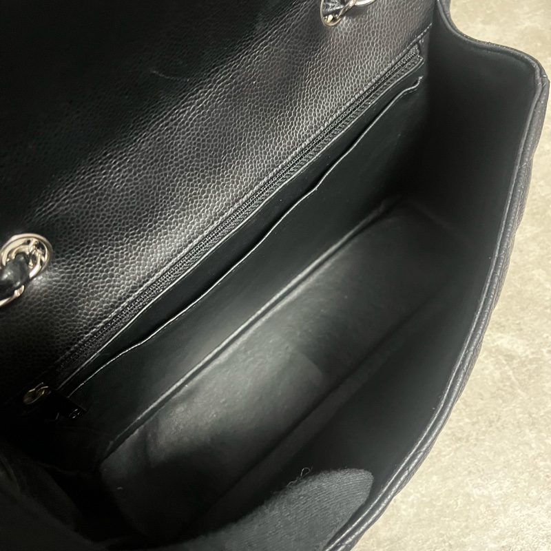 專屬賣場正品 Chanel jumbo 經典黑銀荔枝皮-20