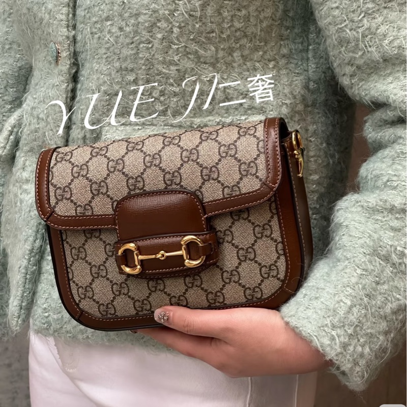復古時髦感🔔Gucci古馳1955馬銜扣老花Mini馬鞍包單肩斜挎包-6
