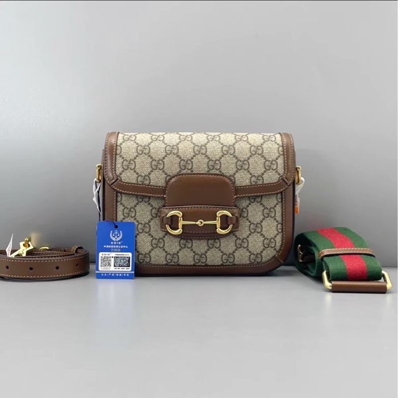 復古時髦感🔔Gucci古馳1955馬銜扣老花Mini馬鞍包單肩斜挎包-8