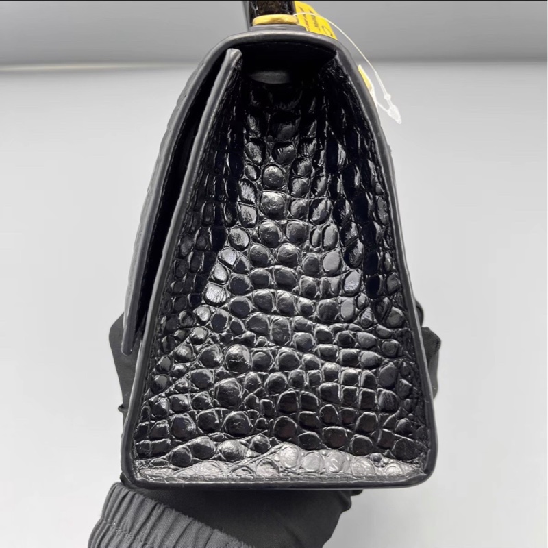炸街必備😎99新🆕Balenciaga巴黎世家黑色鱷魚壓紋s沙漏包手提包-10