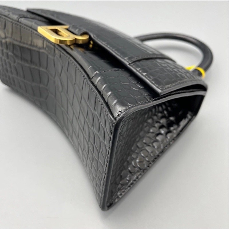 炸街必備😎99新🆕Balenciaga巴黎世家黑色鱷魚壓紋s沙漏包手提包-13