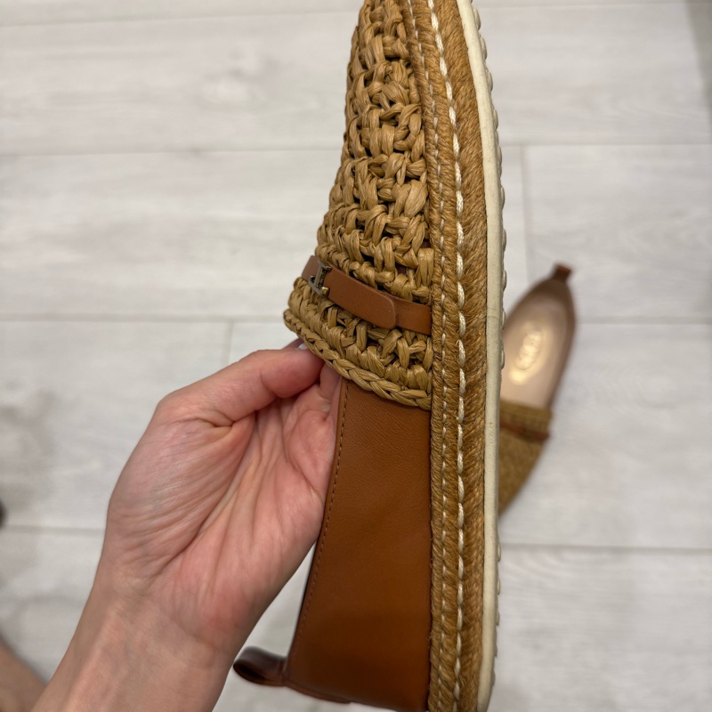 Tod’s 夏日草編好穿超百搭真皮平底鞋樂福鞋麵包鞋編織潮鞋-3