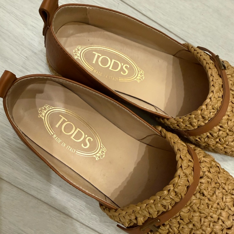 Tod’s 夏日草編好穿超百搭真皮平底鞋樂福鞋麵包鞋編織潮鞋-6