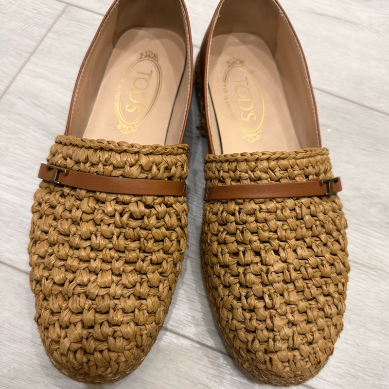 Tod’s 夏日草編好穿超百搭真皮平底鞋樂福鞋麵包鞋編織潮鞋-9