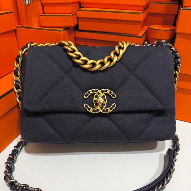 CHANEL 深藍帆布19bag 中號26cm 💙-1