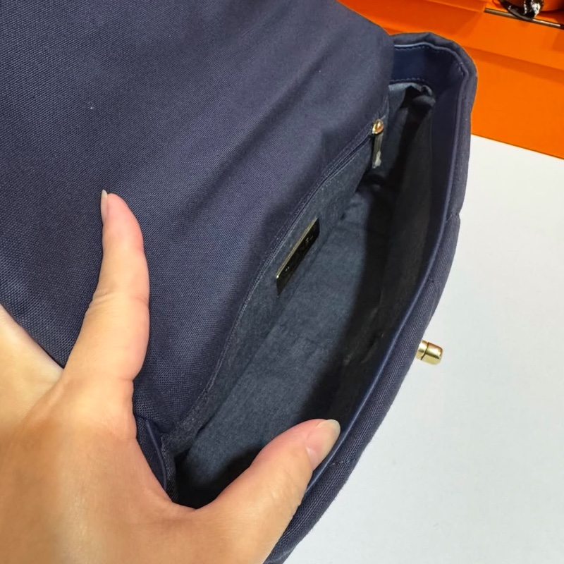 CHANEL 深藍帆布19bag 中號26cm 💙-4