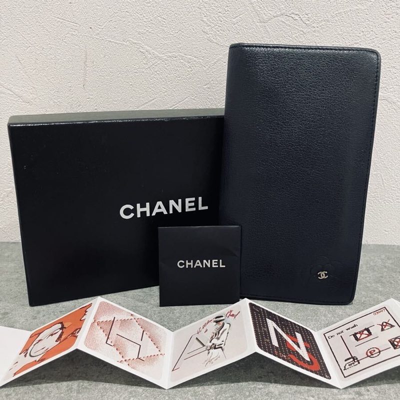 藏品釋出｜真品 CHANEL 香奈兒 黑色 長夾 山茶花 黑色 小牛皮-0
