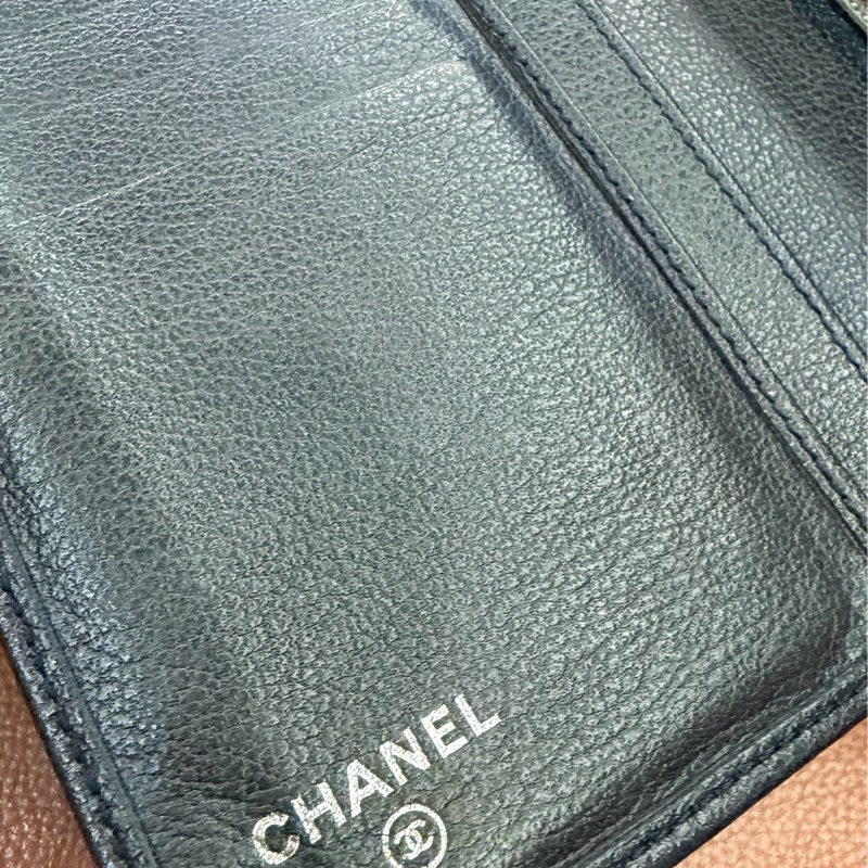 出清特價｜真品 CHANEL 香奈兒 中性款黑色 長夾 山茶花 黑色 小牛皮-23