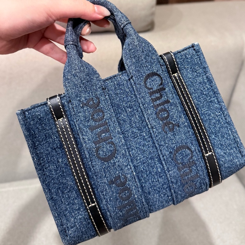 Chloe woody mini牛仔丹寧托特包-4