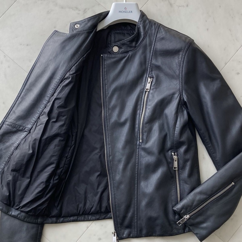 真品 ARMANI EXCHANGE 皮革 騎士 男士小羊皮 皮衣-0