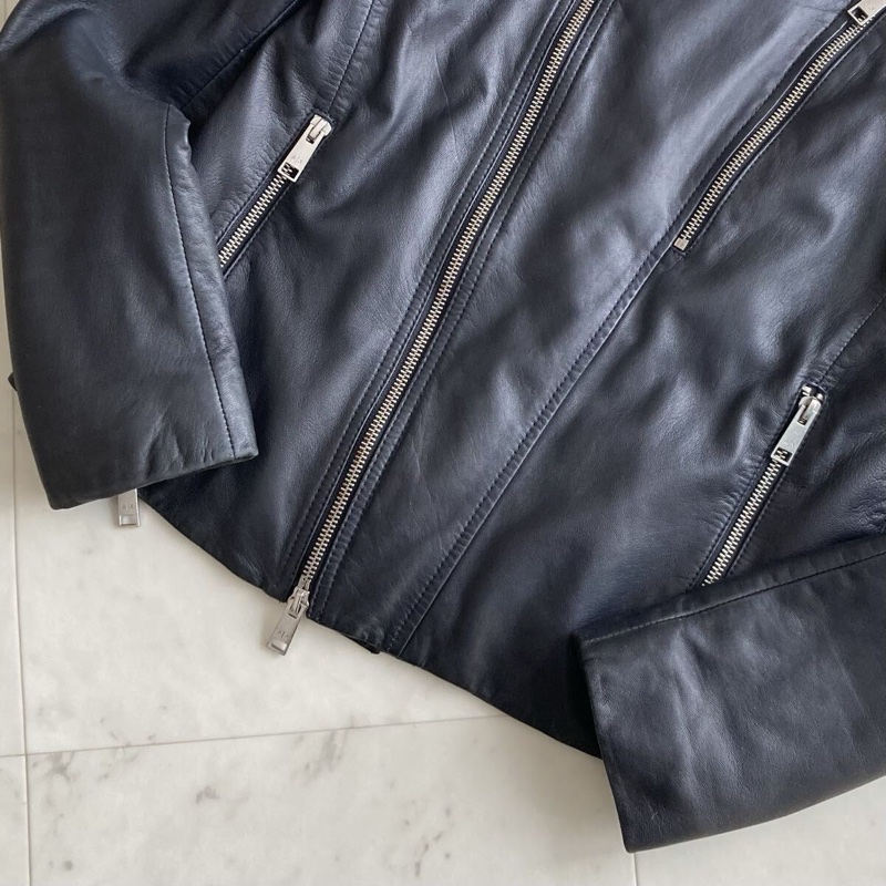 真品 ARMANI EXCHANGE 皮革 騎士 男士小羊皮 皮衣-12