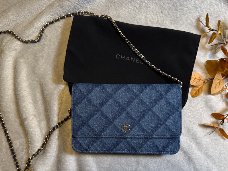 Chanel Denim Chain Clutch 香奈兒菱格丹寧/ WOC/蕊片款-0