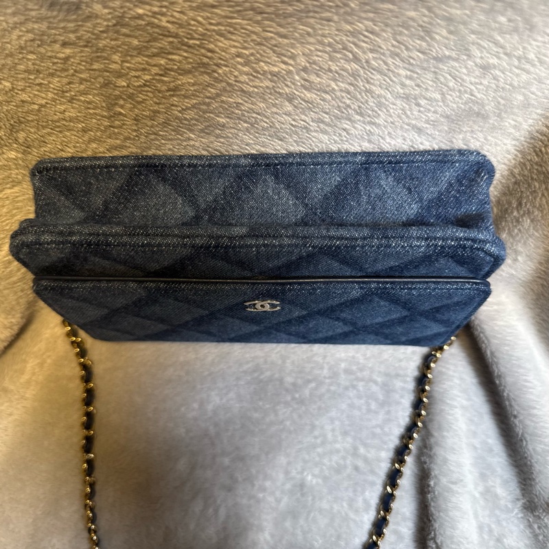 Chanel Denim Chain Clutch 香奈兒菱格丹寧/ WOC/蕊片款-12