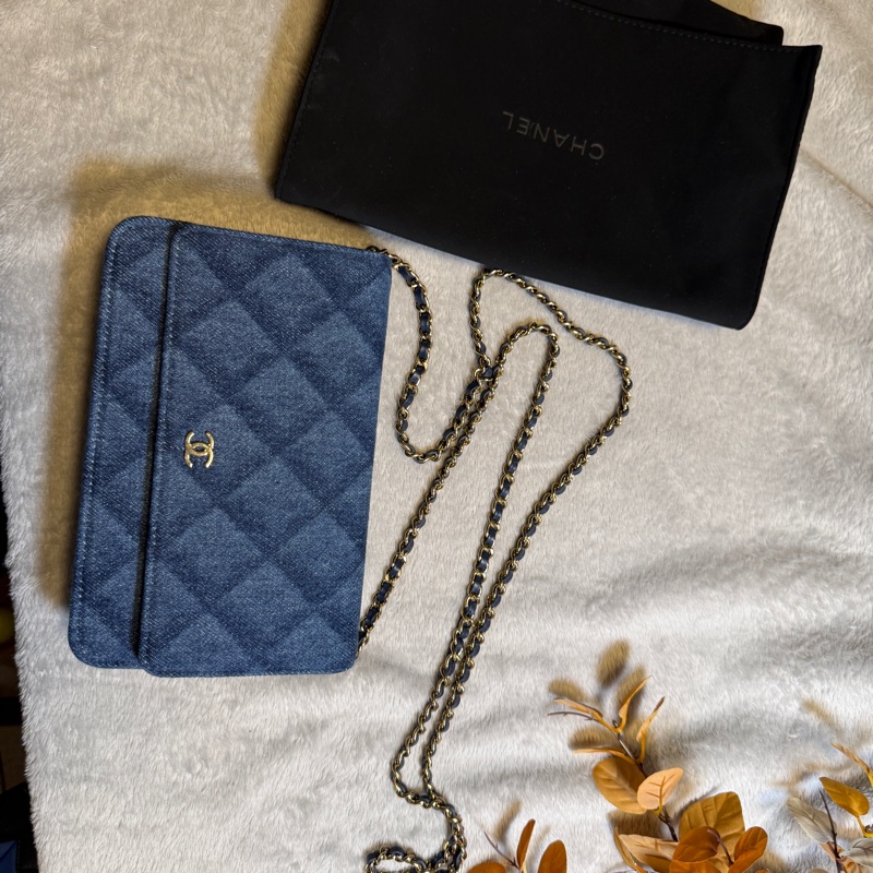 Chanel Denim Chain Clutch 香奈兒菱格丹寧/ WOC/蕊片款-15