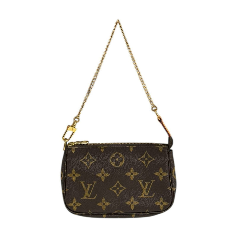二手路易威登迷你Pochette Accessoires Monogram帆布手提包 M58009，棕色，女士-0