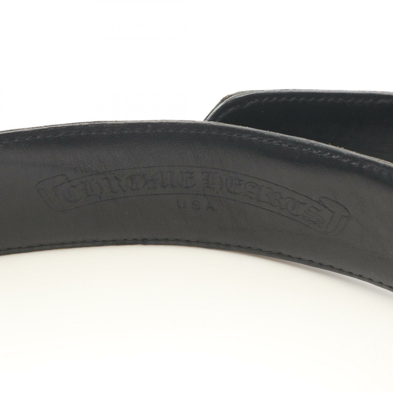 鉻心牌長方形捲軸皮帶，黑色，二手男士皮革-3