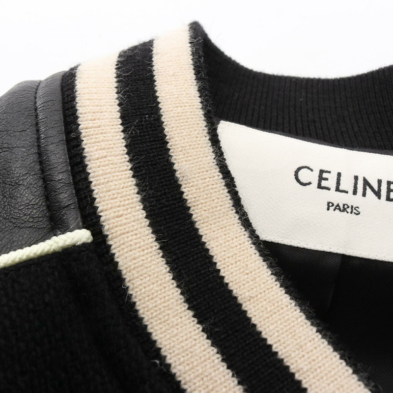 CELINE 經典泰迪熊夾克 Studium 羊毛套頭衫 黑色 米色 二手 男士 52 碼-5