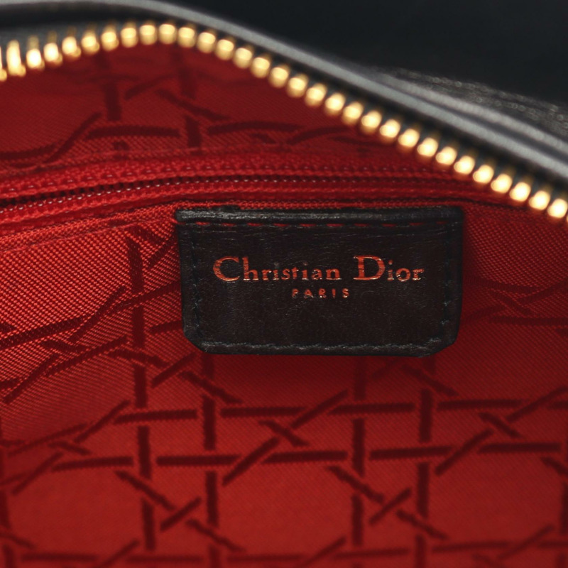 Christian Dior LADY DIOR 手提包，黑色皮革，二手女士款-3