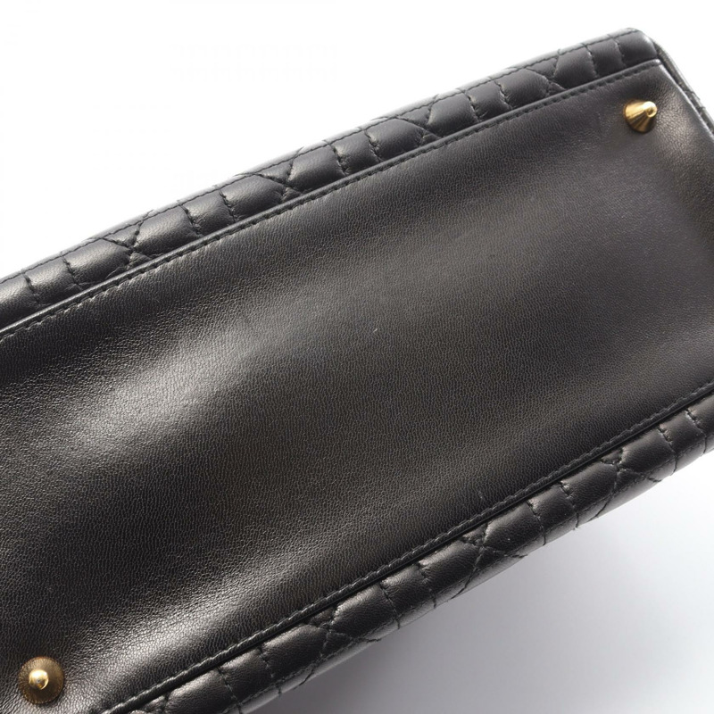 Christian Dior LADY DIOR 手提包，黑色皮革，二手女士款-7