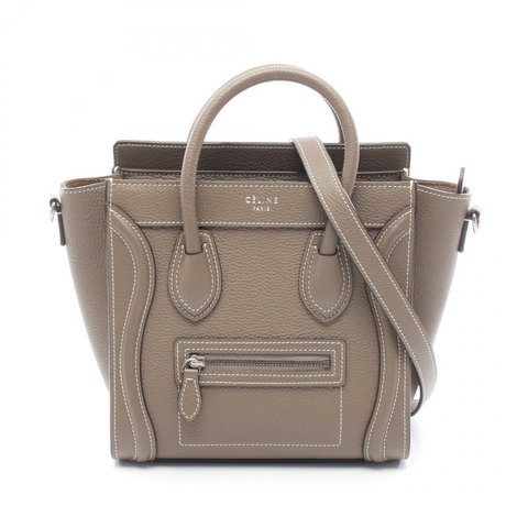 CELINE Luggage Nano Shopper 2Way 單肩手提包 皮革 灰色 二手 女士