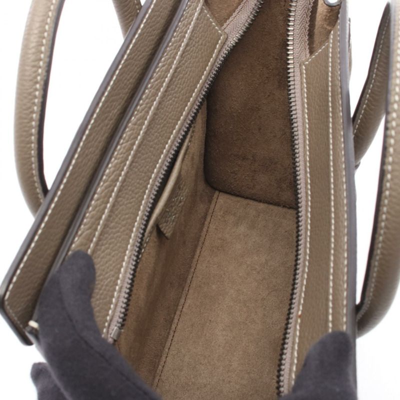 CELINE Luggage Nano Shopper 2Way 單肩手提包 皮革 灰色 二手 女士-2